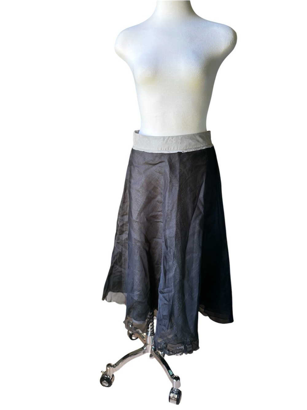 Schumacher Black Maxi Skirt with Light Gray Waistband